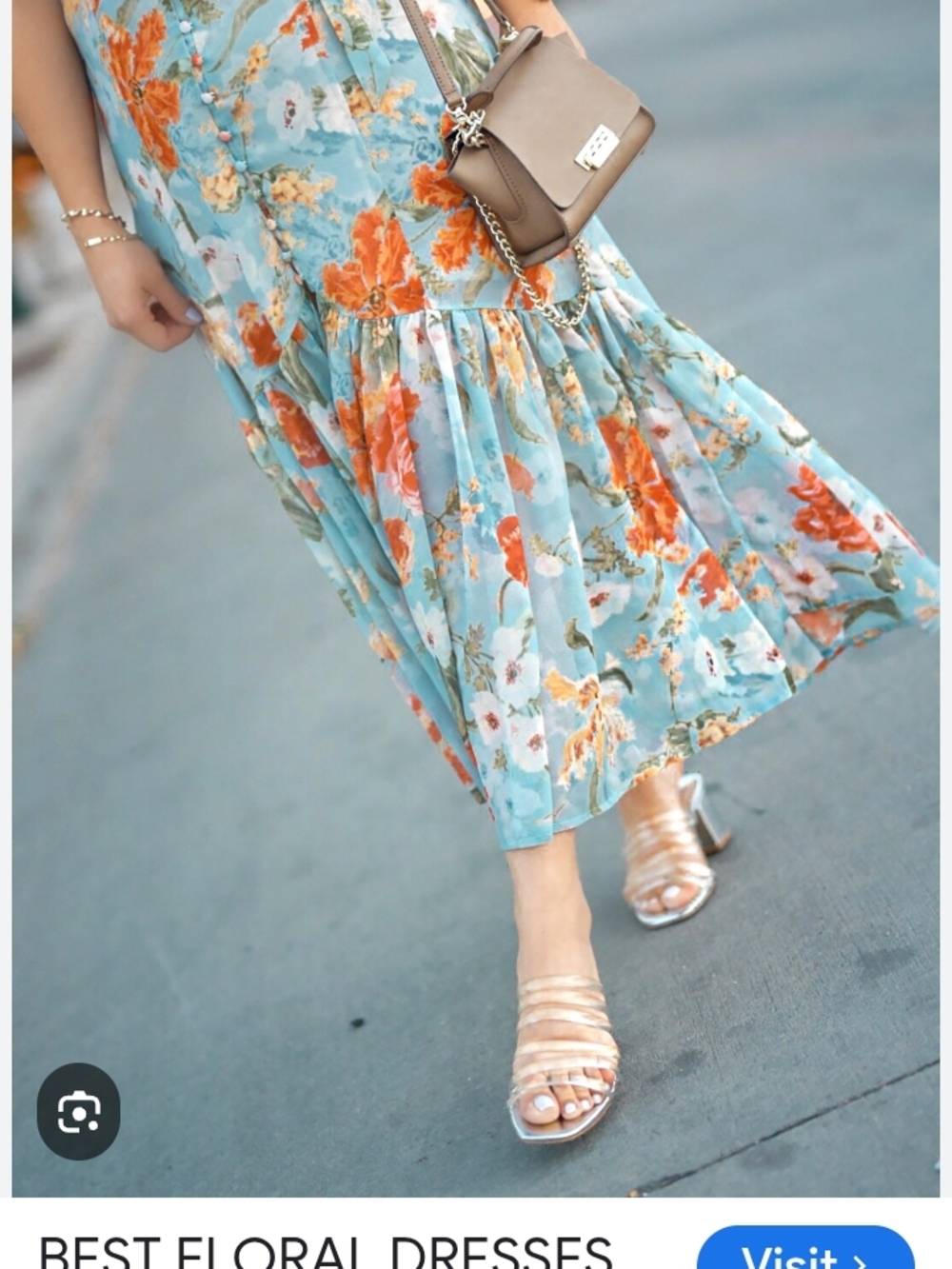 Floral Tiered Midi Skirt in Sky Blue
